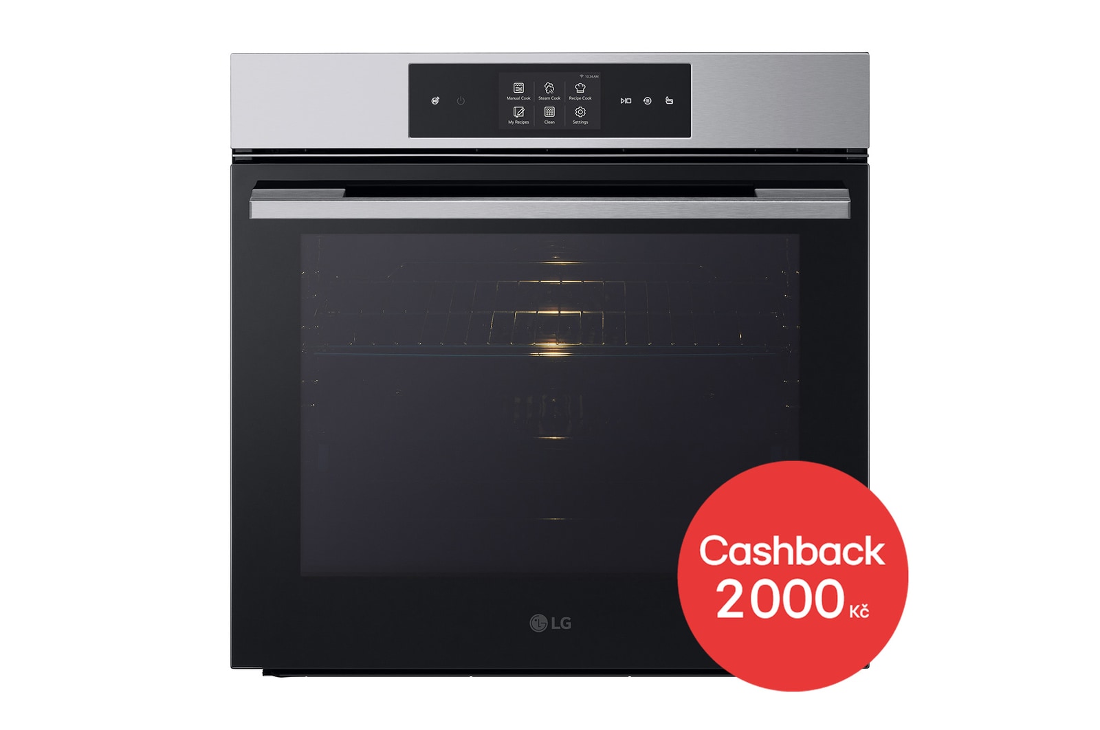 Čelní pohled na Vestavná parní trouba LG 76 l InstaView™, EasyClean™, Stříbrná WS9D7651WS